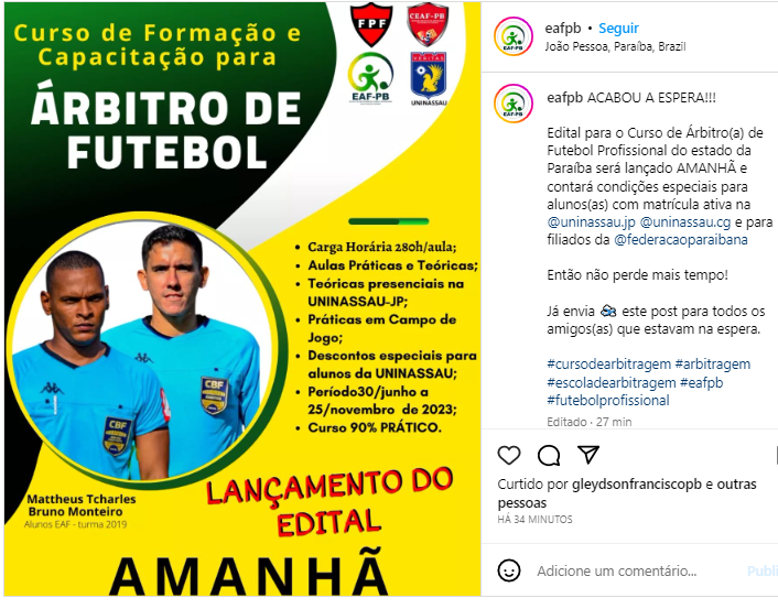 Curso a Distância de ARBITRAGEM - FORMAÇÃO DE ÁRBITROS DE FUTEBOL